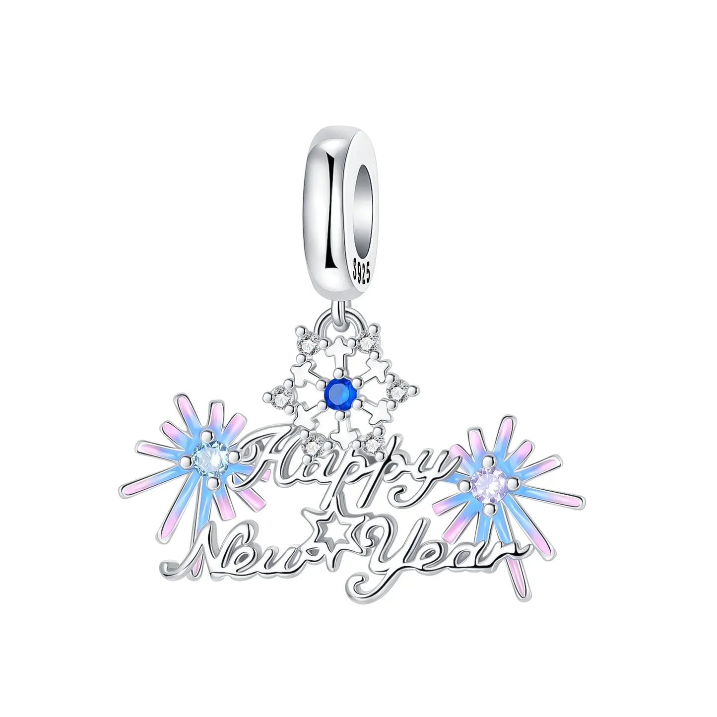 Sterling Silver 925 Skiing Penguin Charm with Geometric Snowflake Beads for Bracelets and Necklaces DIY Jewelry Gift