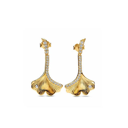 Hot Selling 925 Silver Square Leaf Sun and Moon Shaped Earrings Perfect Gift for European Women P1251