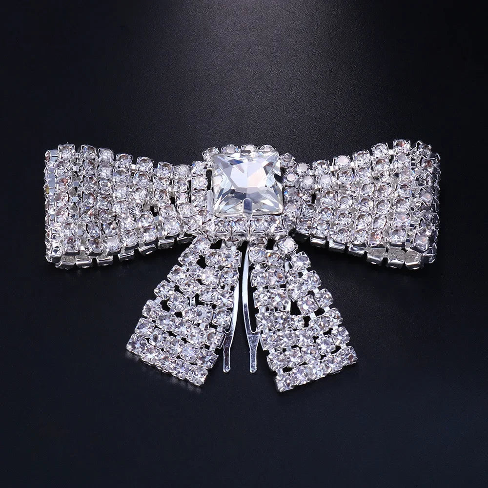 Luxury Rhinestone Bowknot Hairpins for Women Bridal and Wedding Accessories
