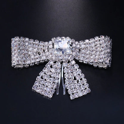 Luxury Rhinestone Bowknot Hairpins for Women Bridal and Wedding Accessories