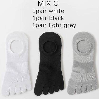 3 Pairs Mens Five Toe Breathable Anti Odor Ankle Socks