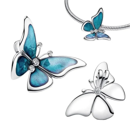 Green Series Sterling Silver Lucky Four Leaf Clover Charms with Zircon Beach Beads for Bracelets and Necklaces