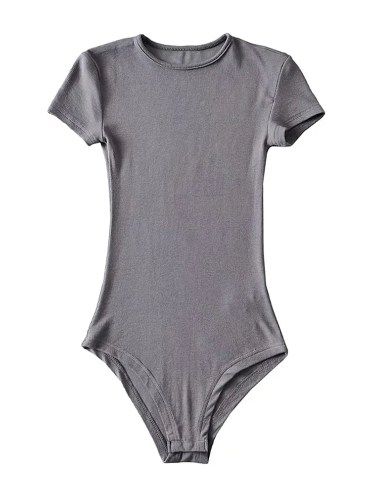 Summer Women Slim Short Sleeve Bodysuit Romper Jumpsuit