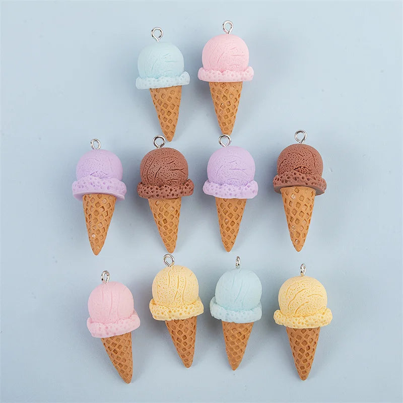 Charming 3D Ice Cream Resin Charms Set for DIY Jewelry Accessories