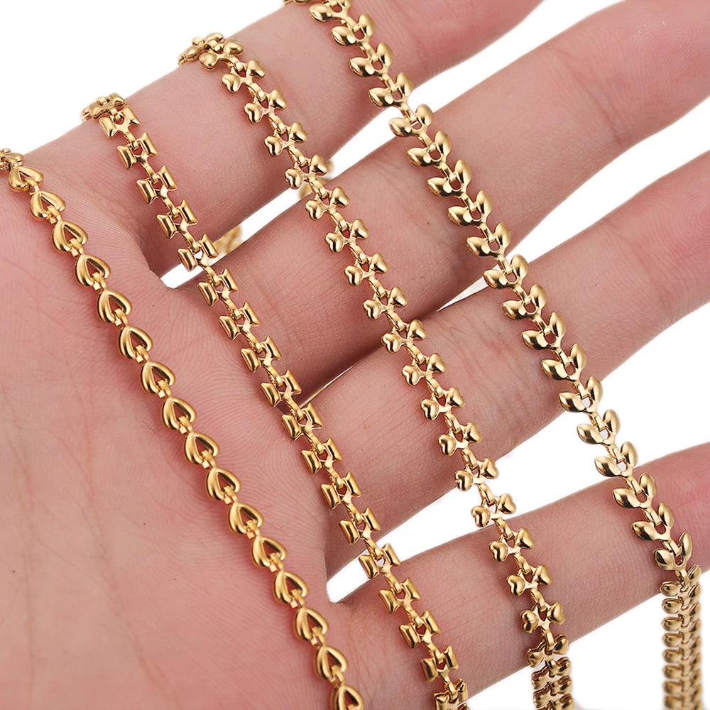 Gold Plated Stainless Steel Chain for DIY Jewelry Crafting Necklace Bracelet Anklet 1 Meter
