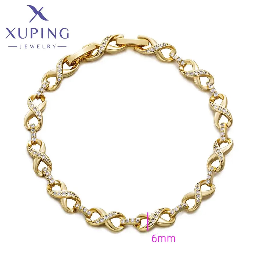 Xuping Jewelry Romantic Gold Charm Bracelet 19cm Light Yellow Gold Color 17-19cm WHITE