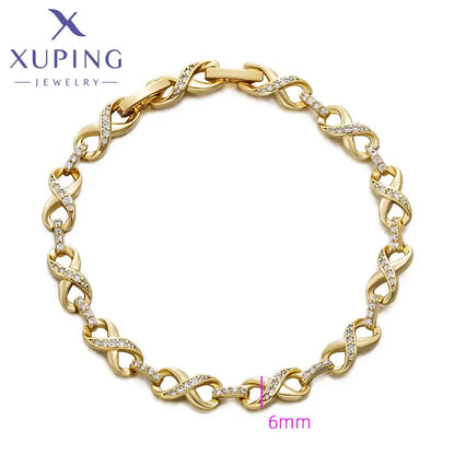 Xuping Jewelry Romantic Gold Charm Bracelet 19cm Light Yellow Gold Color 17-19cm WHITE