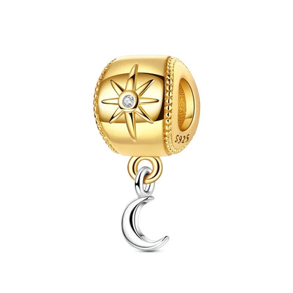 Luxury Sterling Silver Moon Sun Charm for Bracelets and Necklaces