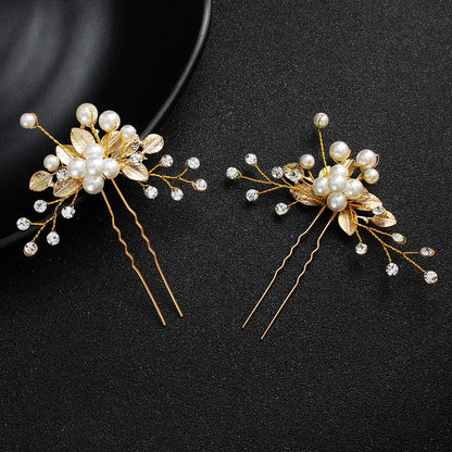 Elegant Pearl Flower Wedding Hairpin Comb Set for Brides