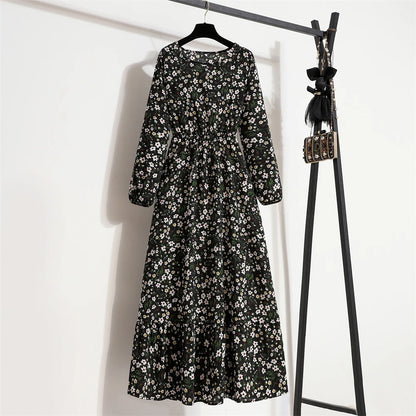 Spring Summer Women Maxi Dresses Casual Full Sleeve Floral 14