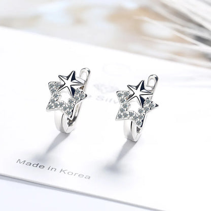 Elegant 925 Sterling Silver Zircon Stud Earrings for Women's Wedding and Engagement