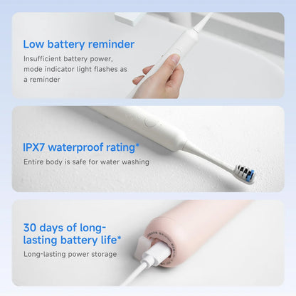 DOCOLAB Electric Toothbrush Sonic Vibration Brush USB Charging IPX7 Waterproof