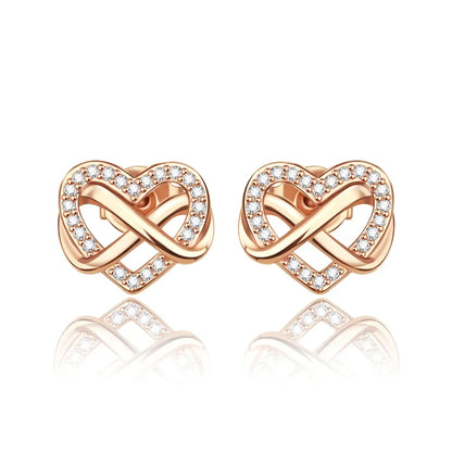 Sparkling 925 Sterling Silver Colorful Heart Zircon Round Huggie Bow Stud Earrings for Women Elegant Sweet Jewelry Gifts