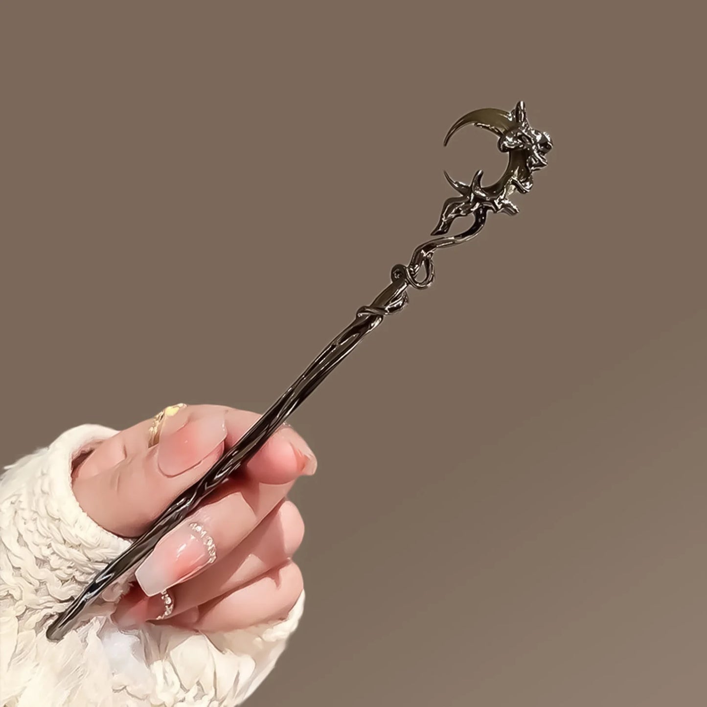 Elegant Ink Flower Tassel Hairpin Forks for Women - Modern Hanfu Hair Jewelry with Black Beads Fringe