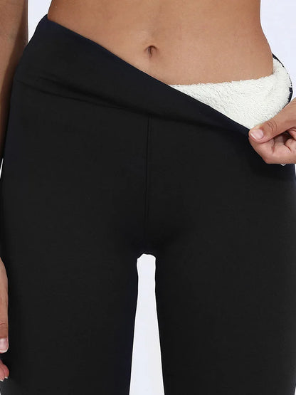 Warm Velvet Leggings For Women High Waist Black Lamb Wool