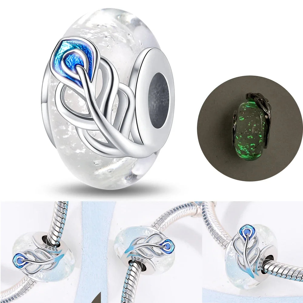 Colorful Flower Murano Glass Charm 925 Sterling Silver Top Rated DIY Jewelry for Bracelets and Necklaces LLZ043