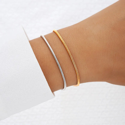 Classic Gold Color Snake Chain Bracelets for Couples with Lobster Clasp Fashion Jewelry