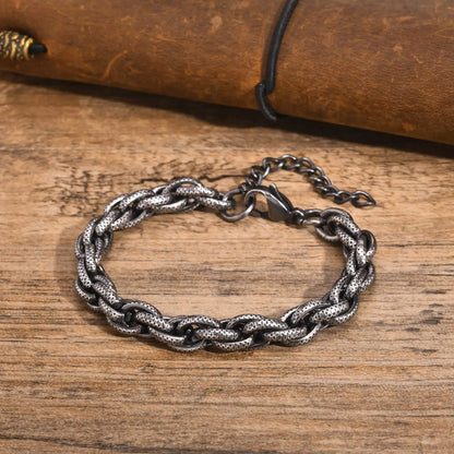 Mprainbow Vintage Punk Rock Chain Bracelet for Men Boys, 8mm Stainless Steel Link Wristband Gift