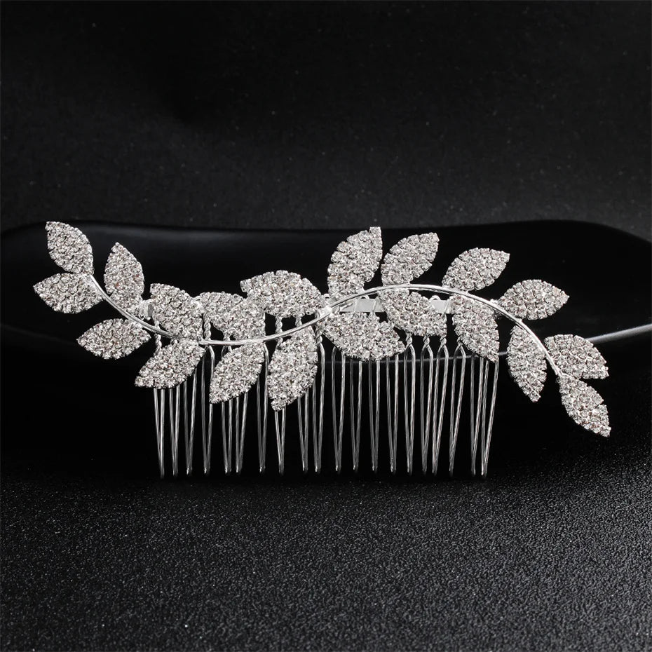 Efily Classic Silver Wedding Hair Combs - Crystal Rhinestone Bridal Accessories