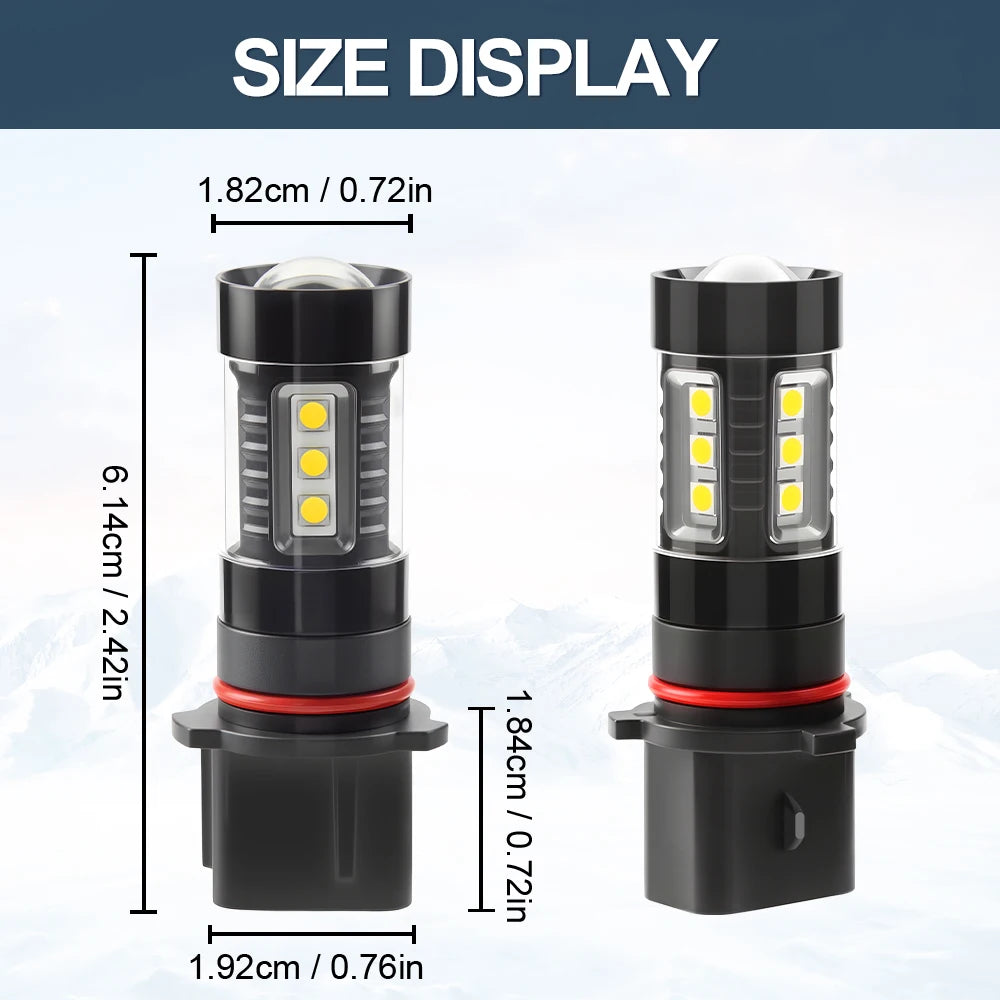 Roadsun P13W 5W LED Fog Lights 6000K White Daytime Running Lamps with 16 SMD Chips