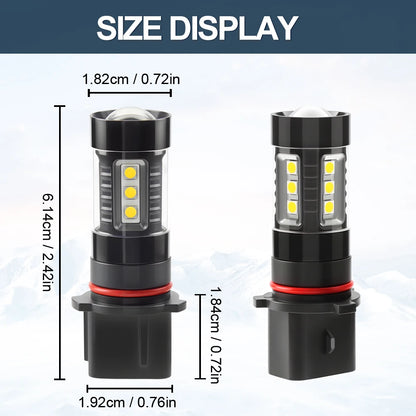Roadsun P13W 5W LED Fog Lights 6000K White Daytime Running Lamps with 16 SMD Chips