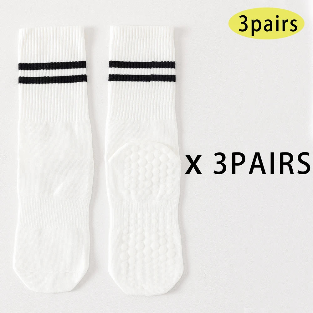 3 Pairs Women's Non Slip Yoga Socks Breathable Cotton