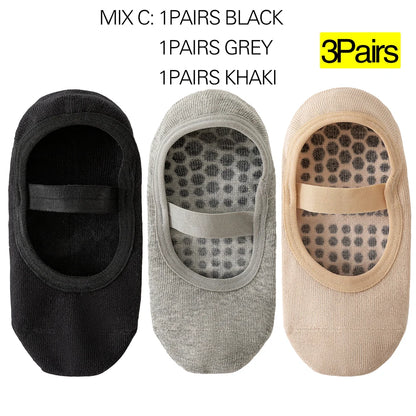 3 Pairs Womens No Show One Band Anti Slip Yoga Socks