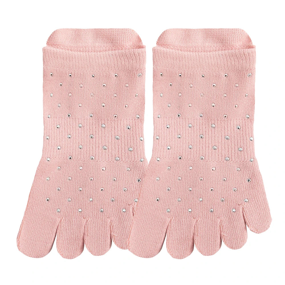 Celebrity Loved Womens Rhinestone Grip Yoga Toe Socks
