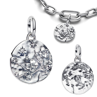 925 Sterling Silver Golden Round Charms with Horse Lion Castle Beads for DIY Womens Jewelry Gift