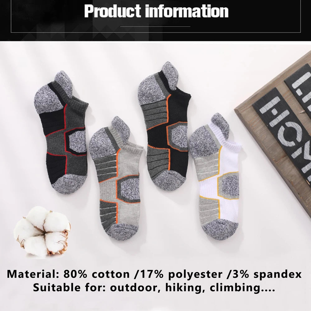 6 Pairs Mens Anti Slip Terry Sole Hiking Socks Arch Support