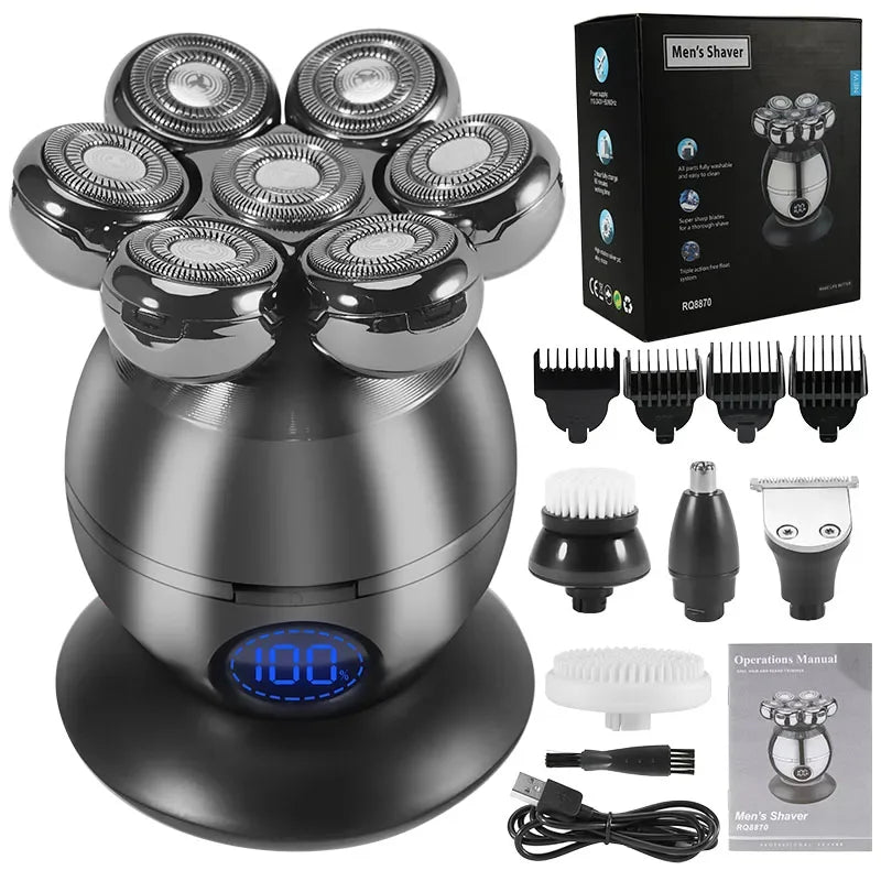Electric Shaver 7D Floating Cutter Head Waterproof Trimmer 6 IN 1 Set