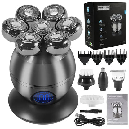 Electric Shaver 7D Floating Cutter Head Waterproof Trimmer 6 IN 1 Set