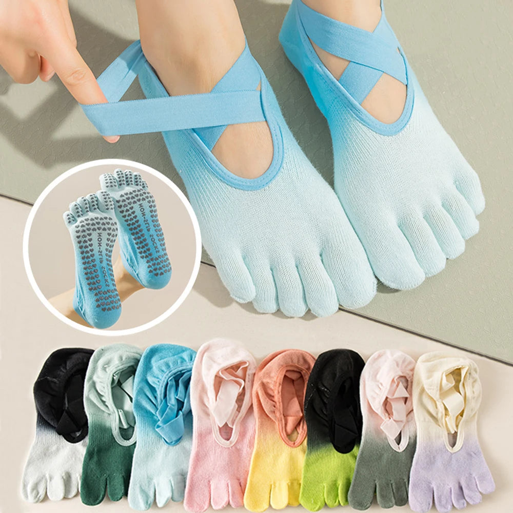 Premium Yoga Toe Socks Low Cut Tie Dye Breathable Moisture