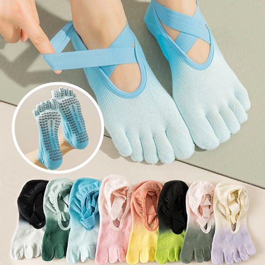 Premium Yoga Toe Socks Low Cut Tie Dye Breathable Moisture