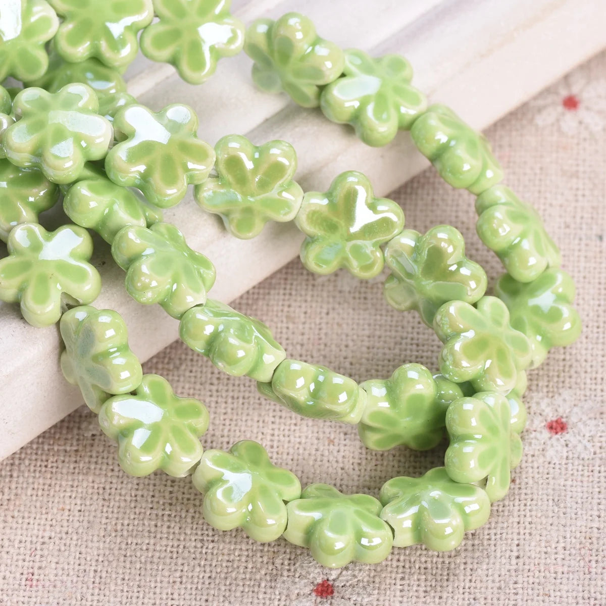 10 Pack Star Flower Shape 12mm Shiny Ceramic Loose Beads for DIY Jewelry and Earring Creations