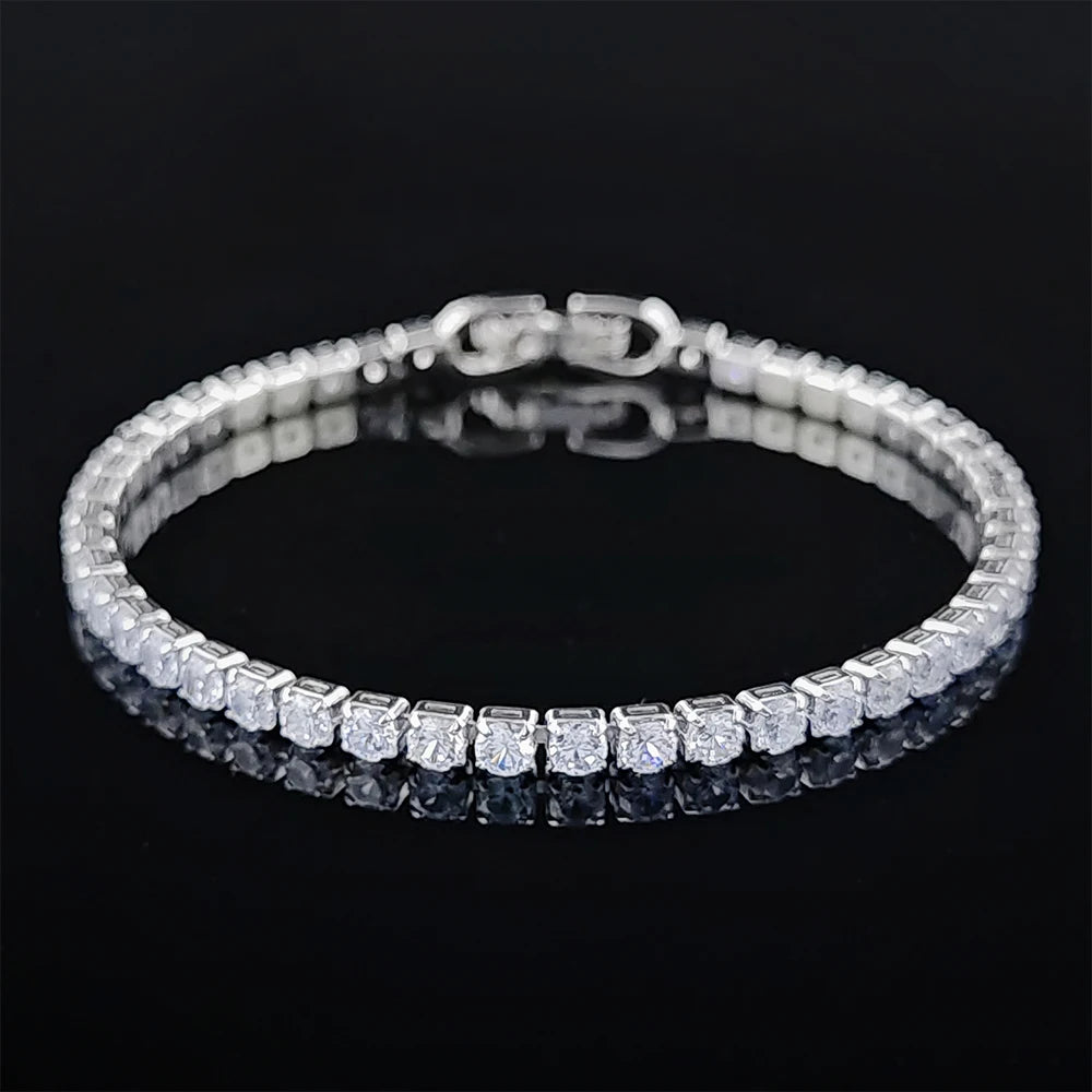 Elegant Sterling Silver CZ Tennis Bracelet for Women Wedding Fashion Jewelry
