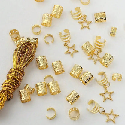 36pcs Star Hair Rings Braiding Cuffs Accessories for Dreadlocks and Braids colour1