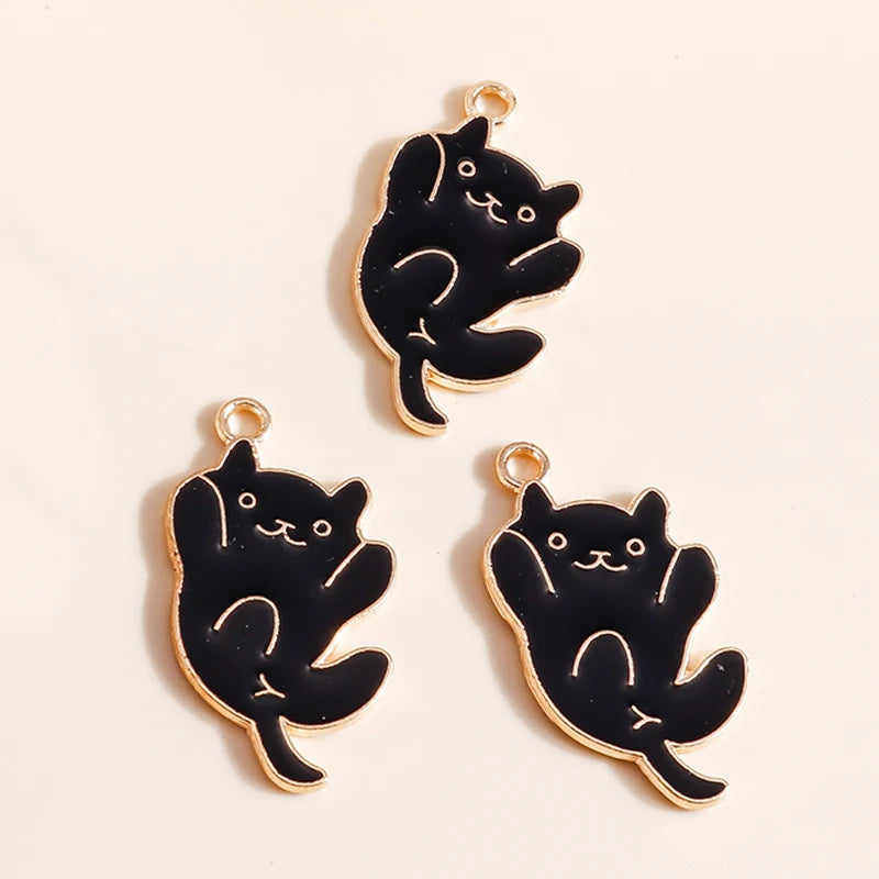 10 Pieces Mixed Cute Animal Charms Enamel Butterfly Cow Snail Cat Rabbit Deer Pendants for DIY Jewelry Making