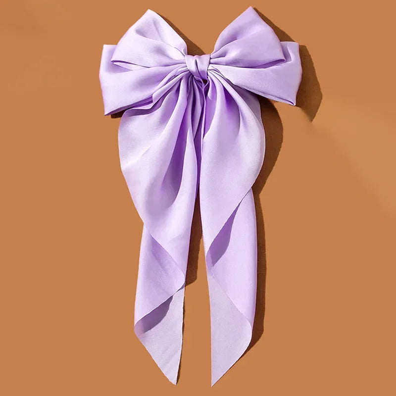 Korean Satin Big Bow Hair Clips For Women And Girls