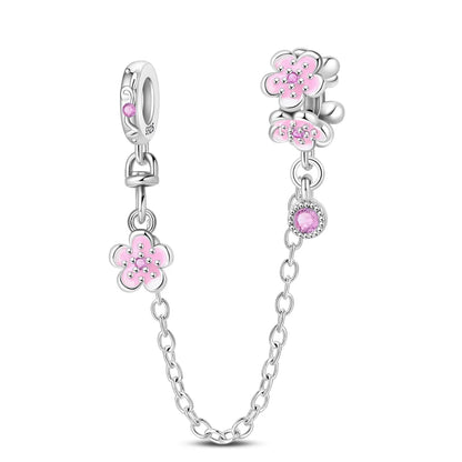 Luxury 925 Sterling Silver Clover Daisy Star Moon Zircon Pavé Safety Chain Bow Necklace and Bracelet Set for Women Fine Jewelry Gifts