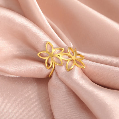 Skyrim Fashion Bohemian Gold-Plated Wide Flower Ring for Women