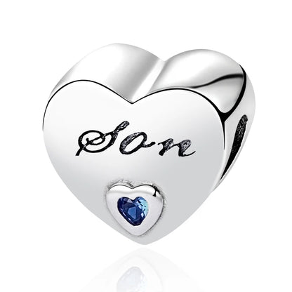 European 925 Sterling Silver Heart Charm Bead for Sister and Daughter Jewelry Perfect for Mother's Day Gifts