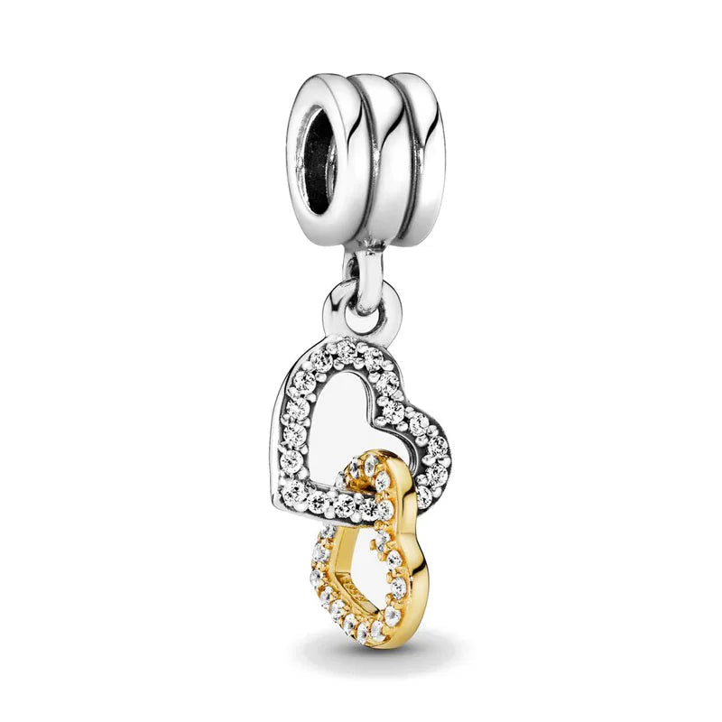 European 925 Sterling Silver Family Flower Cross Heart DIY Charm Bead for Women's Bracelet and Necklace Jewelry