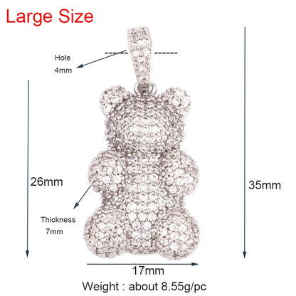 Cute Gold Bear Charm Pendant with Pearl Cubic Zirconia for Jewelry Making Supplies