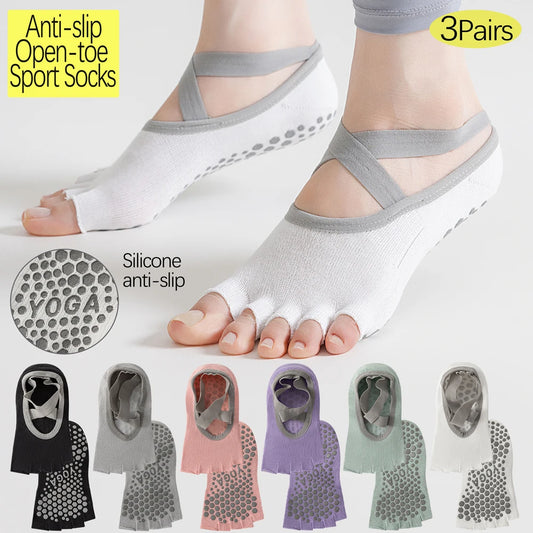 Women Open Toe Anti Slip 5 Toe Yoga Socks With Grips