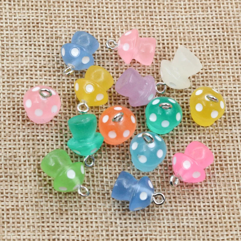 Whimsical Cartoon Mushroom Charms Set for Women and Girls - 10PCS Handmade Resin Gifts