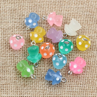 Whimsical Cartoon Mushroom Charms Set for Women and Girls - 10PCS Handmade Resin Gifts