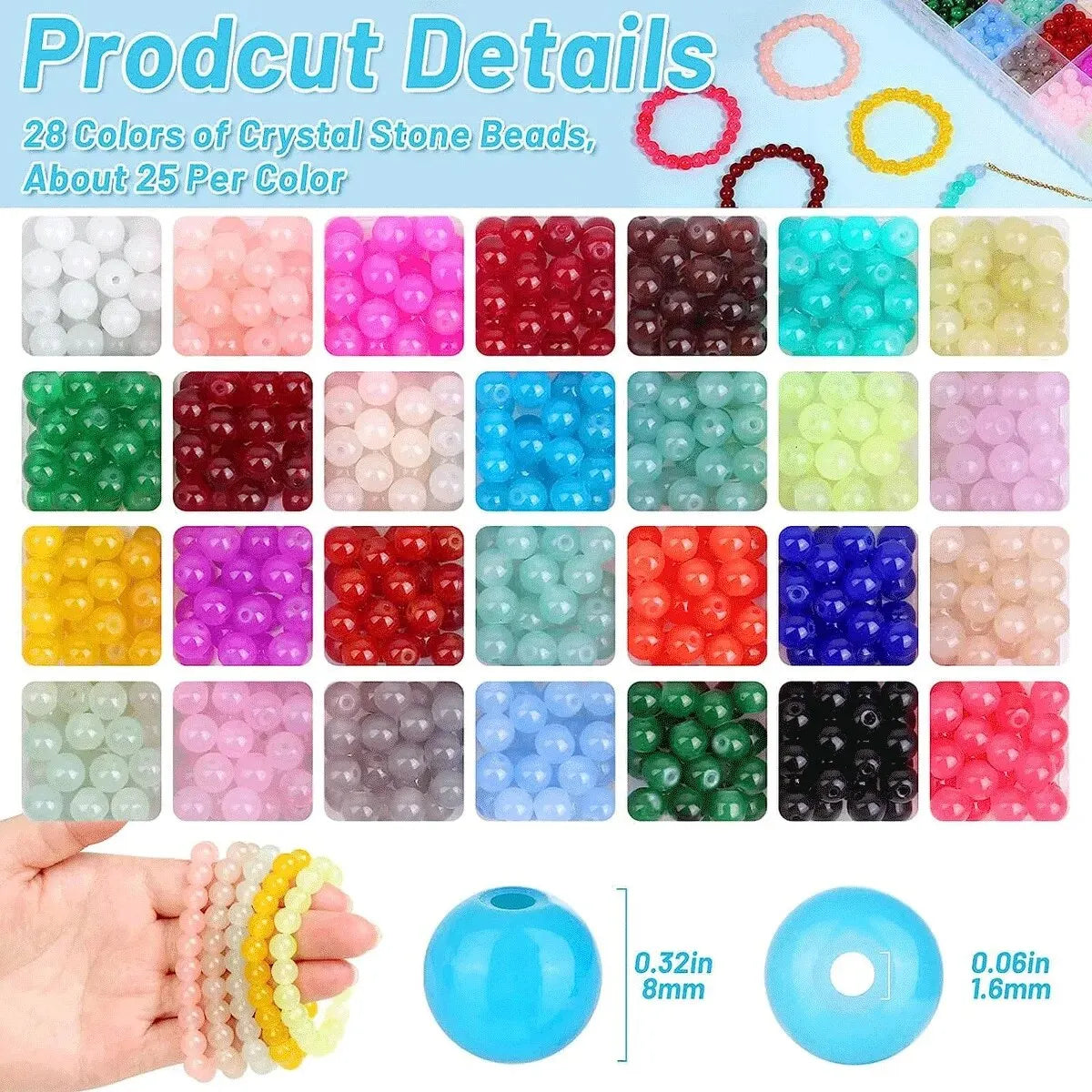 700 Pieces Vibrant Glass Crystal Beads Set - 28 Color DIY Jewelry Making Kit for Bracelets and Necklaces