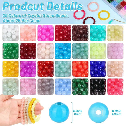 700 Pieces Vibrant Glass Crystal Beads Set - 28 Color DIY Jewelry Making Kit for Bracelets and Necklaces