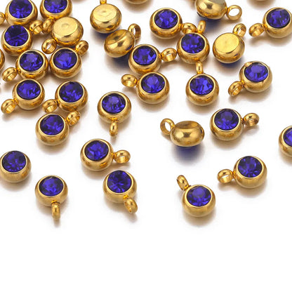 Colorful Crystal Stainless Steel Charms Set for DIY Jewelry Making